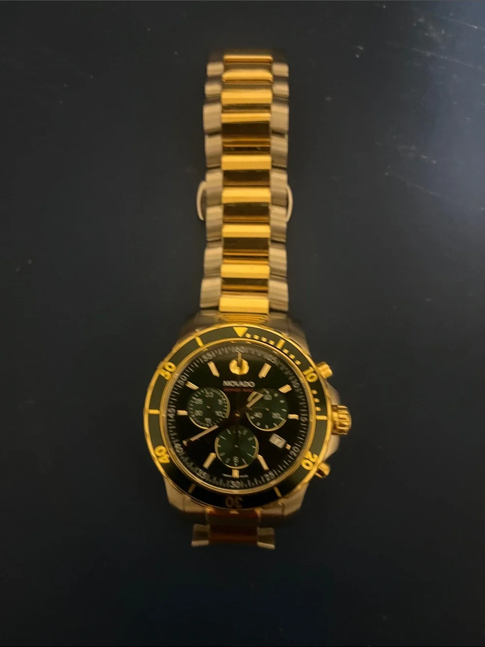 Movado Gold and Green Two-Tone Chronograph Watch series 800